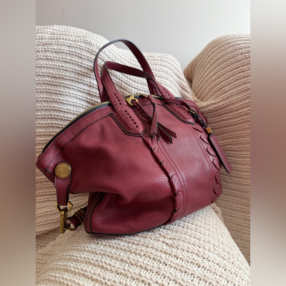 orYANY Burgundy Cassie Leather Satchel Shoulder Crossbody EUC - Picture 5 of 13